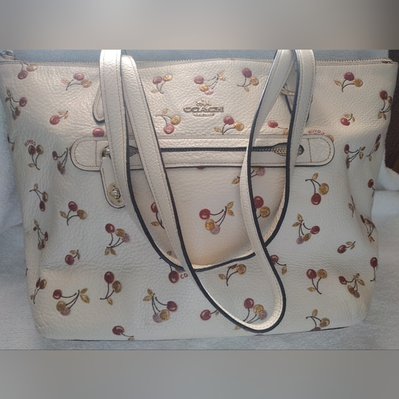 Coach Handbags - Coach Cream Cherry Print Tote Bag